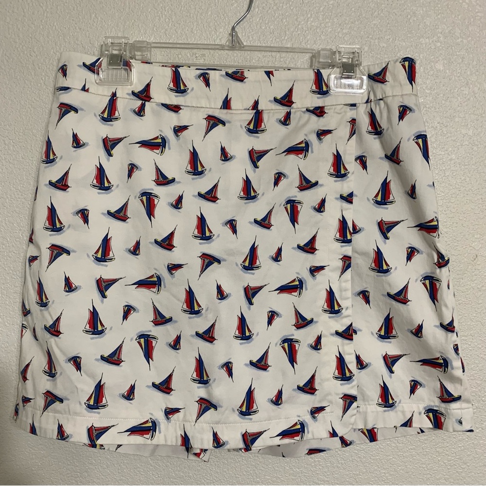 Talbots Sailboats Nautical Skort Skirt Shorts Size 8